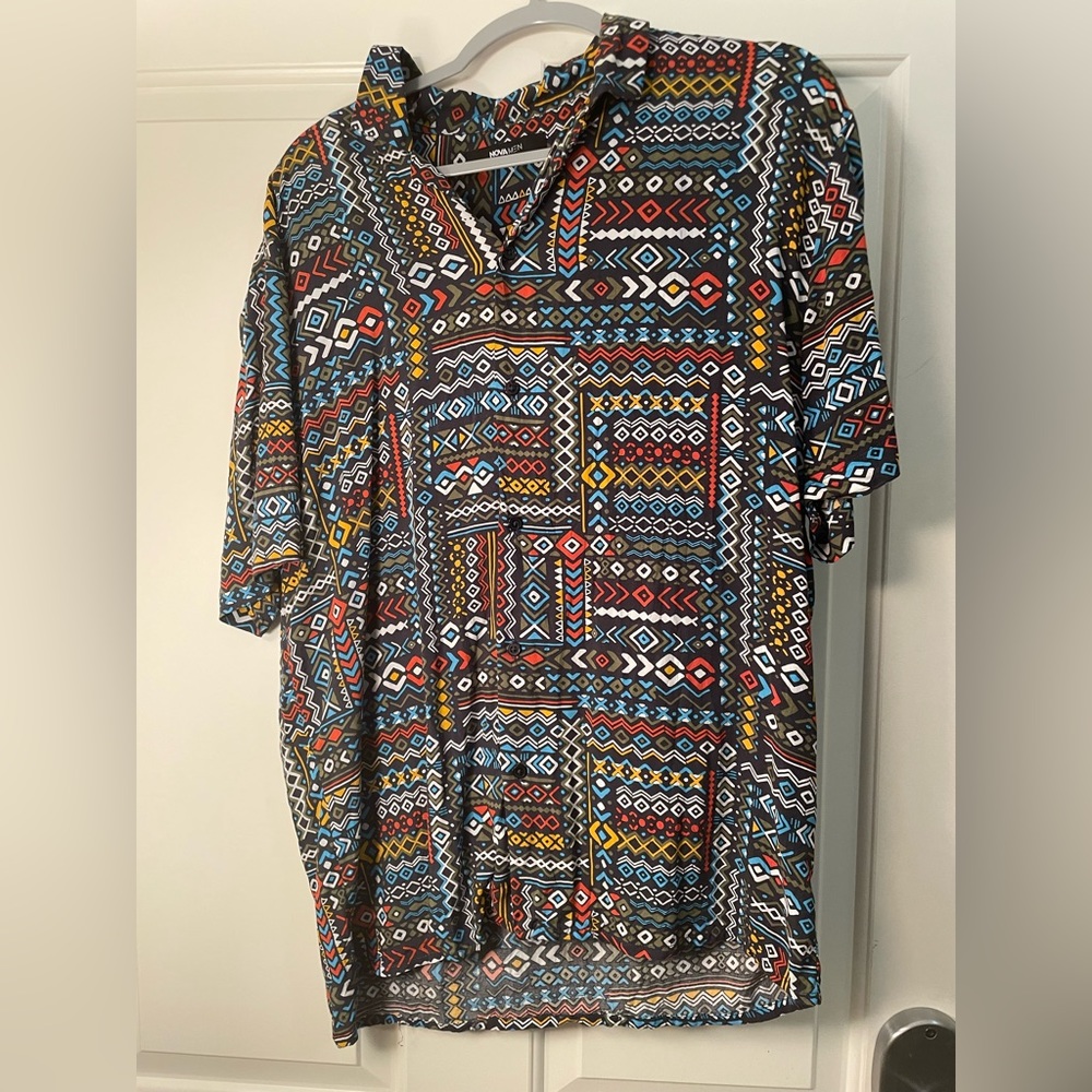 Funky Short Sleeve Button Up Shirt